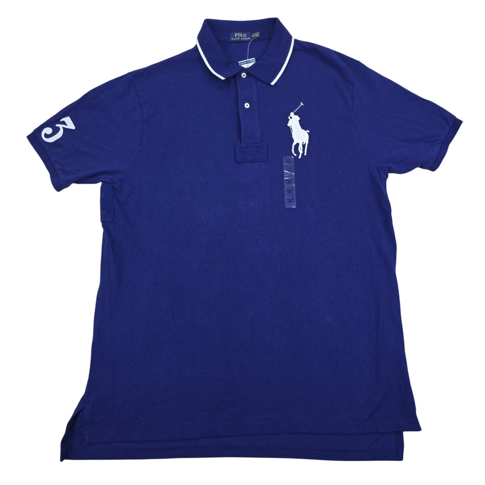 Polo Ralph Lauren Big Pony Polo Shirt Mens XLT Blue Short Sleeve Cotton Mesh 3